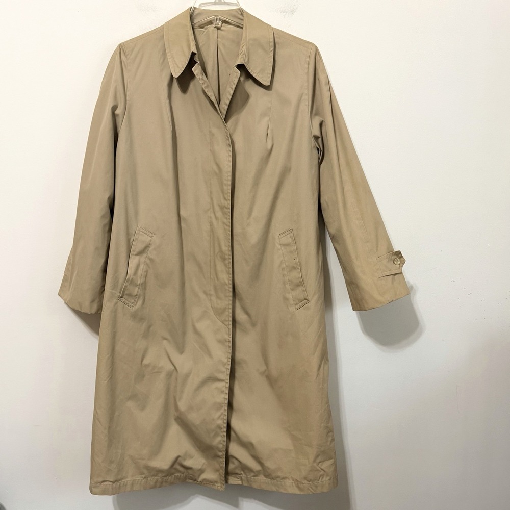 London Fog Womens Rain Coat 16 (Size 12?) Unlined Button Front Main Coat Trench